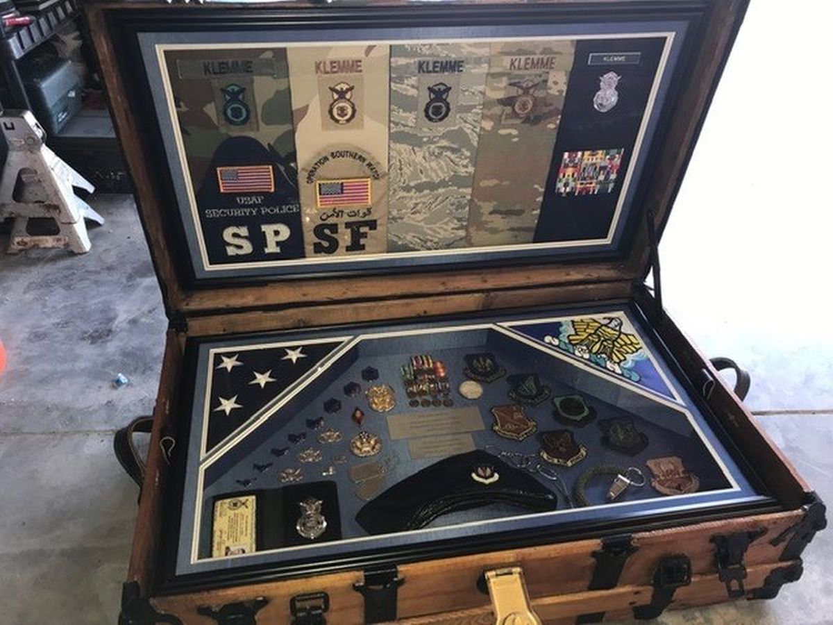 Antique Trunk us air force usaf Retirement Gift Shadow Box Idea